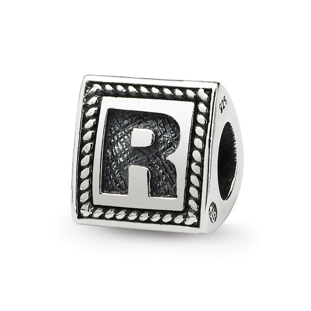 .925 Sterling Silver Letter R Bead 